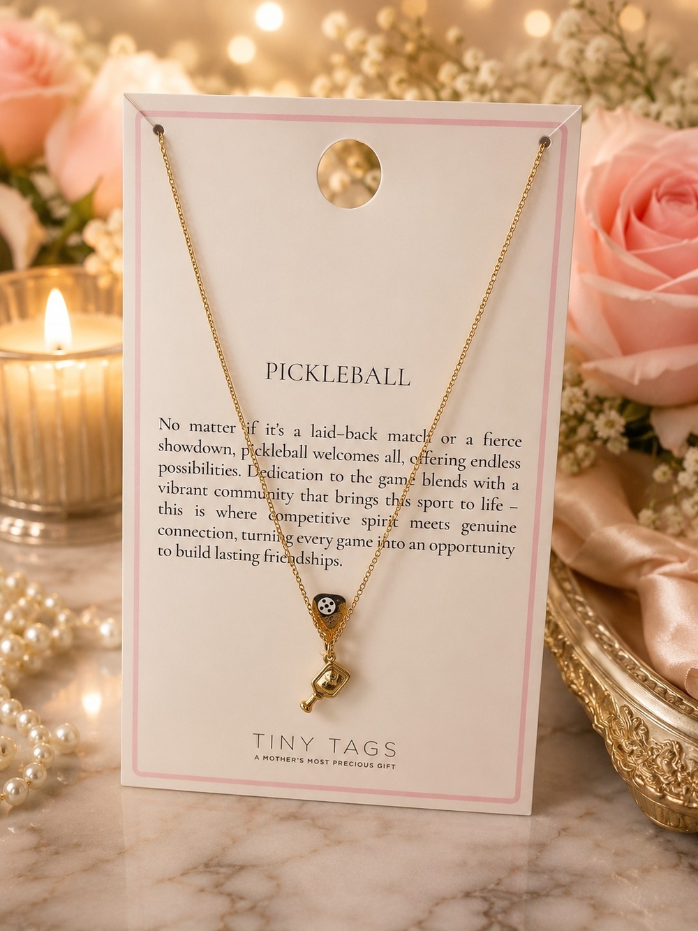 Gold-tone Pickleball Necklace